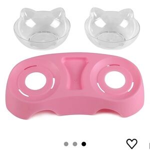 Cat Ear Glass Bowls with Pink Stand